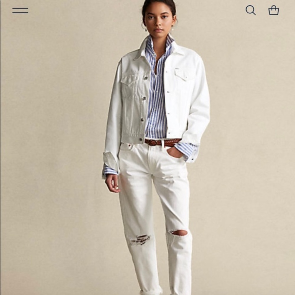 U.S Pollo Assn white jean jacket